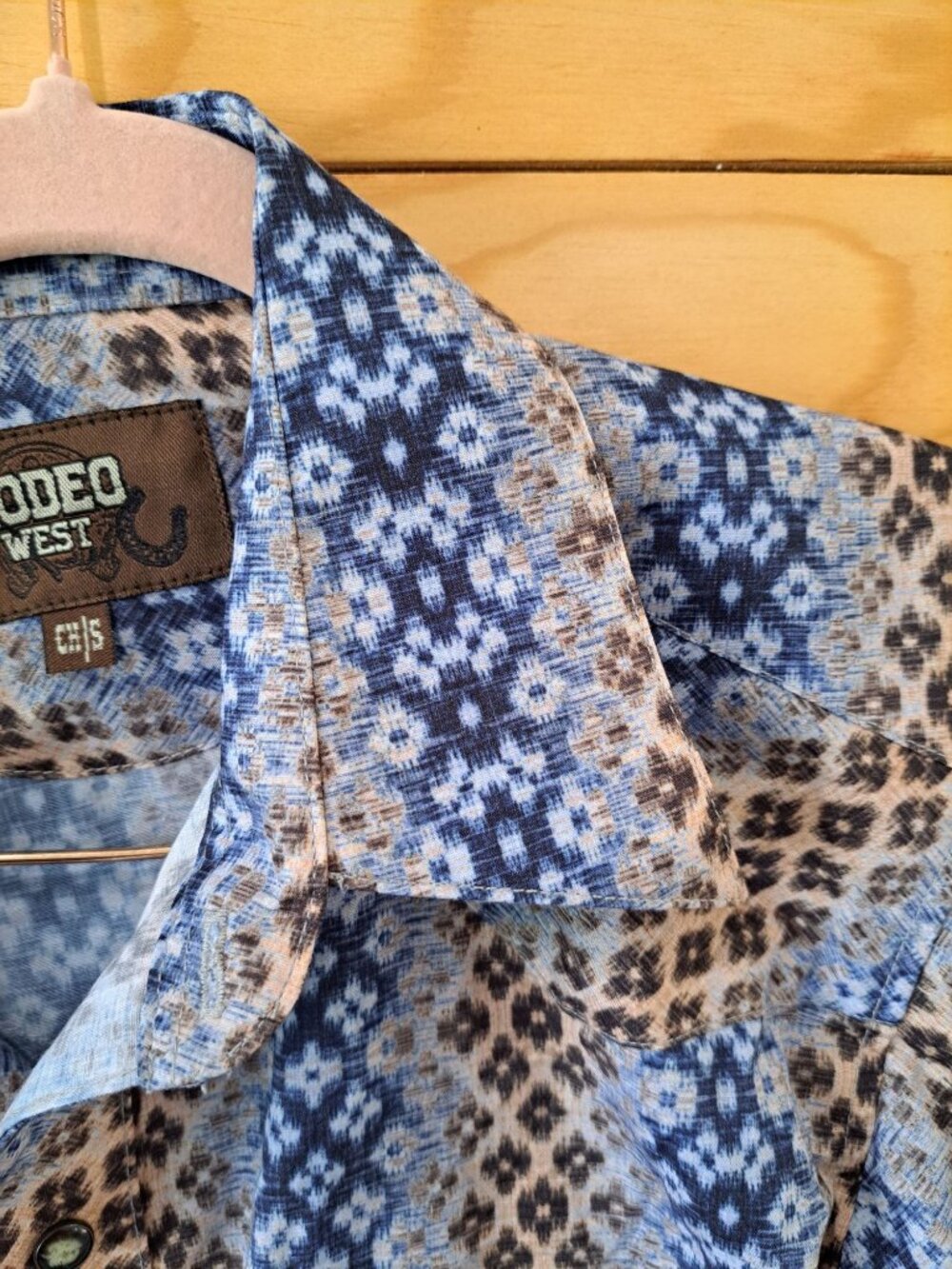Rodeo West Mens Western Pearl Snap Button Shirt S Diamond Front Back Yokes Rodeo - Picture 4 of 14